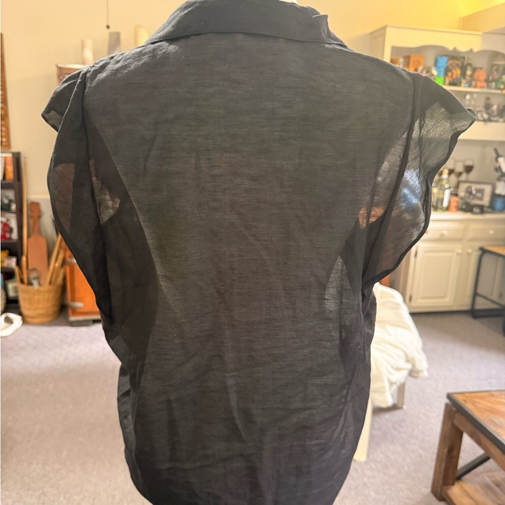 7 For All Mankind Charcoal Button-Up Blouse - Picture 4 of 5